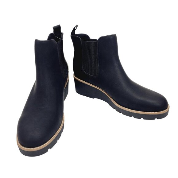 Womens athlefit Wedge Ankle Booties Size 10 Black Faux Leather - Picture 7 of 14